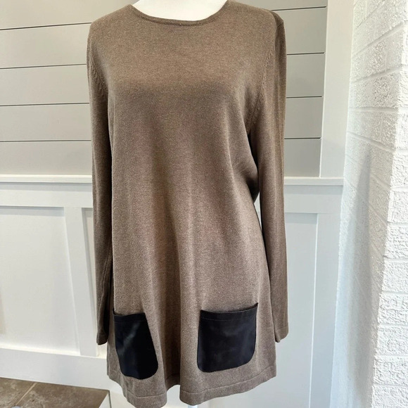 EIGHT EIGHT EIGHT Knit Dress With Faux‎ Leather Pockets Size L - Picture 1 of 9